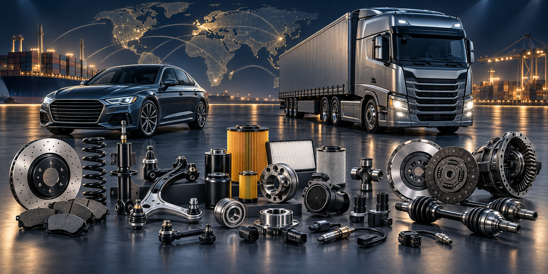 Passenger car, heavy truck and a complete organized range of automotive and truck parts