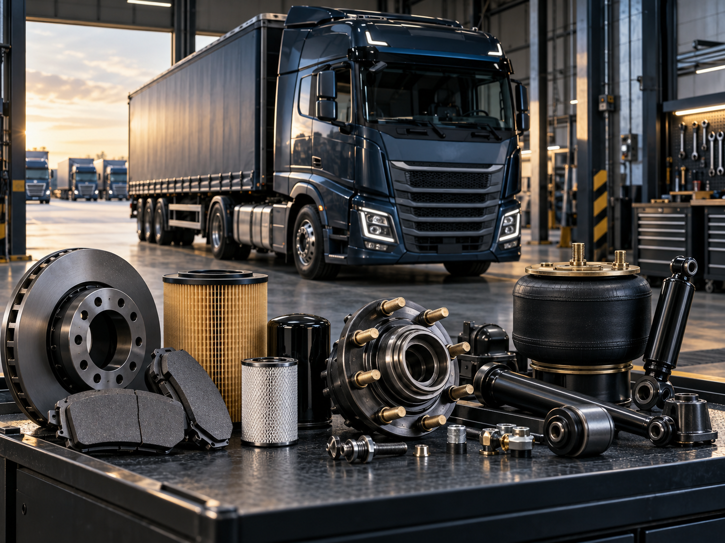 Heavy-duty truck and selected truck parts